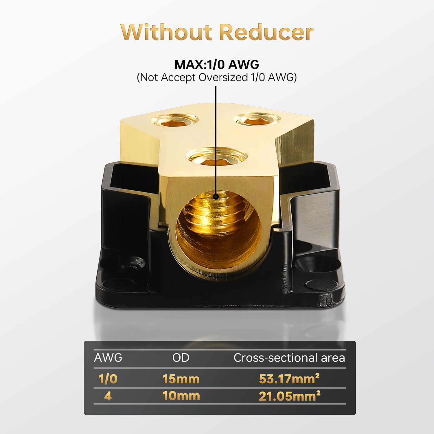 Bojack 2 Way Splitter Amp Copper Power Distribution Block 0/2/4 Awg Gauge In, 4/8 Gauge Out For Car Audio Splitter(1Pcs)