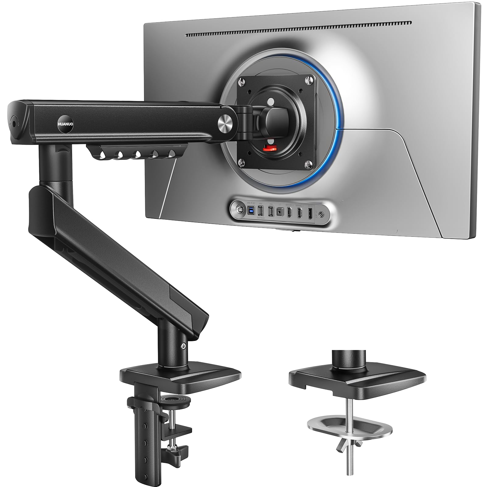 HUANUO FlowLift Pro Monitor Arm for 13-32 Screens, MechaSpring Monitor Mount, Fully-Adjustable Monitor Stand with Tilt/Swivel/Ro