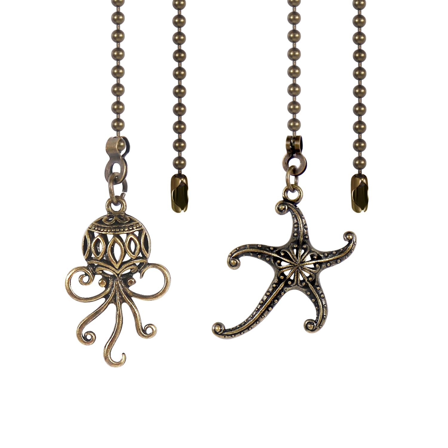 Dotlite Starfish And Octopus Ceiling Fan Pull Chain, Sea Ocean Theme Pulls Charm Extension Decorative,12In 3Mm Diameter Beaded F