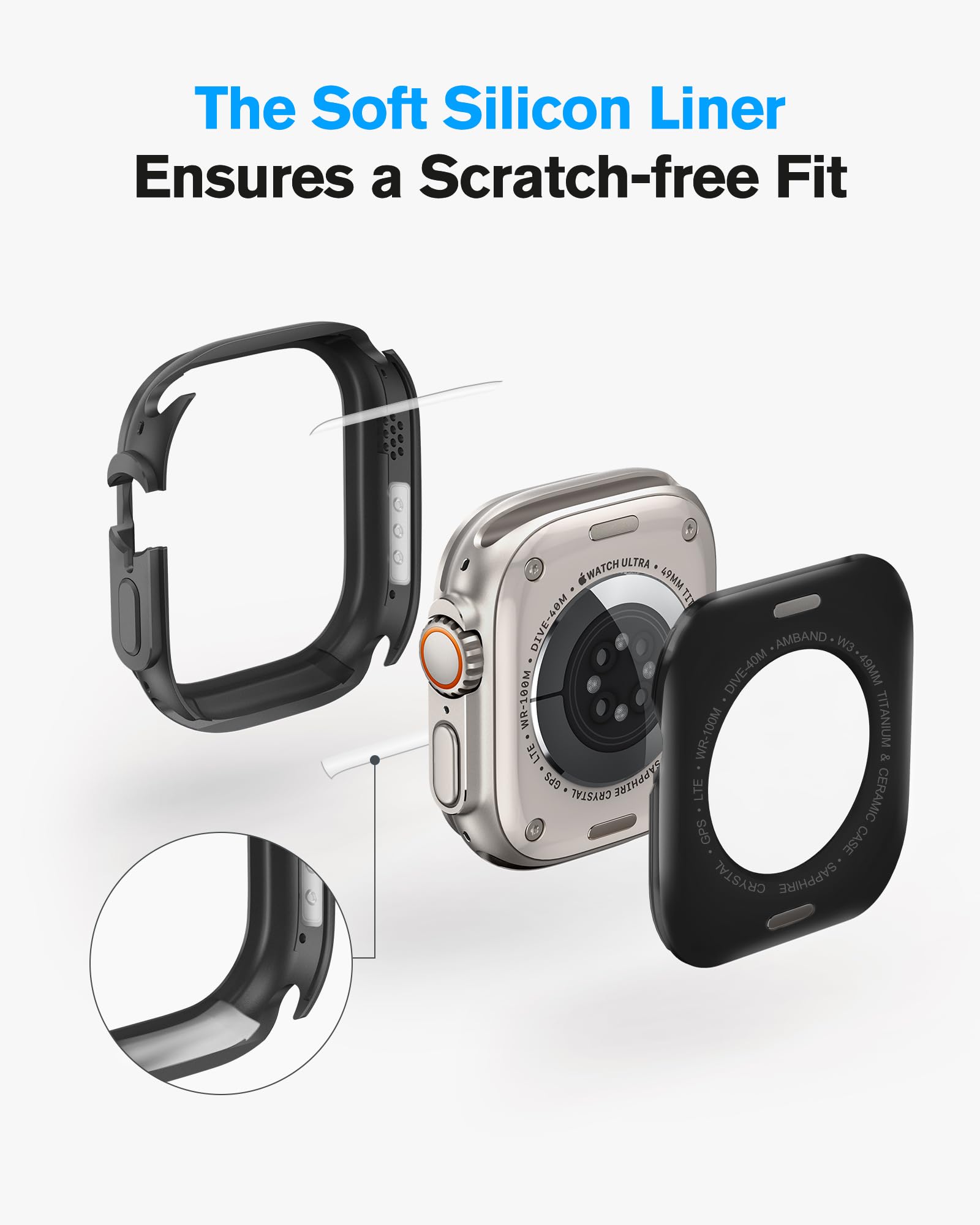 Amband Metal Case Screen Protector For Apple Watch Ultra 2/Ultra 49Mm, W3 Rugged Bumper Thin Frame + 9H Tempered Glass Film + Ce