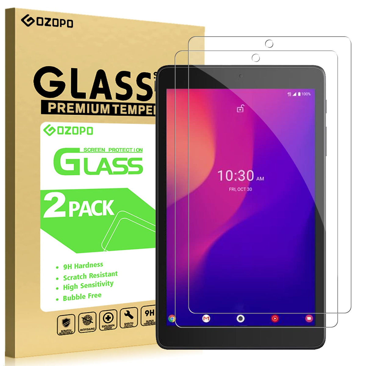 Gozopo [2 Pack] Screen Protector For Alcatel Joy Tab/Joy Tab 2 /Joy Tab Kids And Alcatel 3T 8'' Inch [Scratch Resistant] [Bubble
