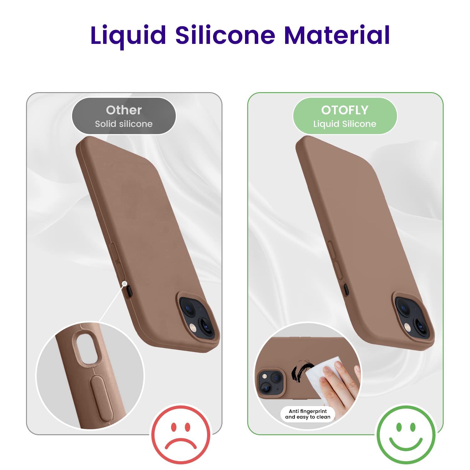 Otofly Designed For Iphone 14 Case, Silicone Shockproof Slim Thin Phone Case For Iphone 14 6.1 Inch (Light Brown)