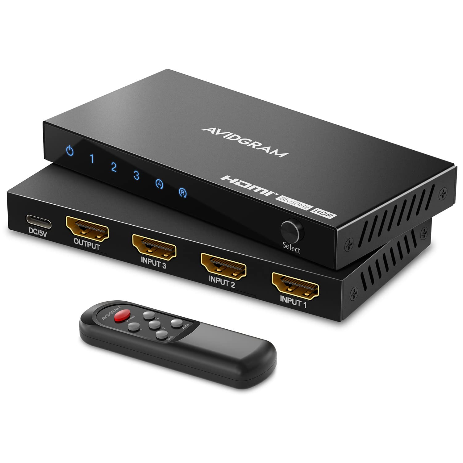 Hdmi 2.1 Switch 8K 60Hz, Avidgram Hdmi Switcher 3 In 1 Out With Ir Remote, 3 Port 4K 120Hz Auto Hdmi Selector Hub Support 8K 48G