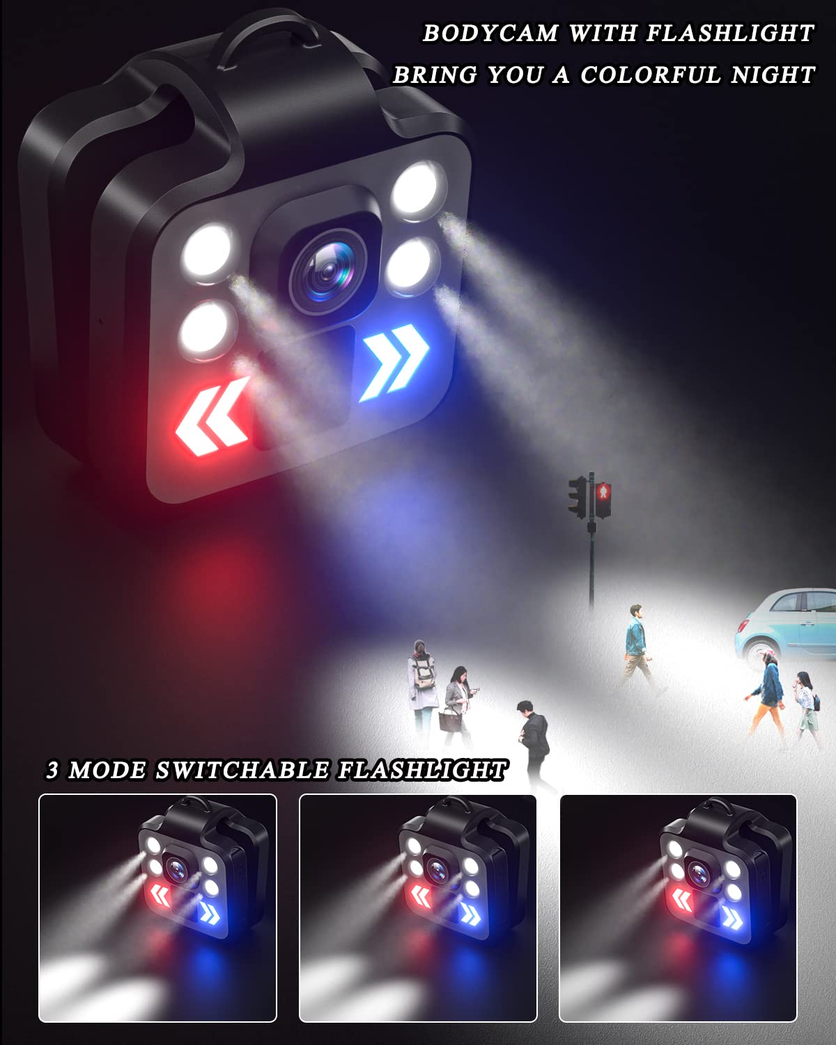 Body Camera With Audio & Video Recording   1080P Mini Small Portable Sport 64G Cam Recorder   Flashlight Headlamp Waterproof Cam