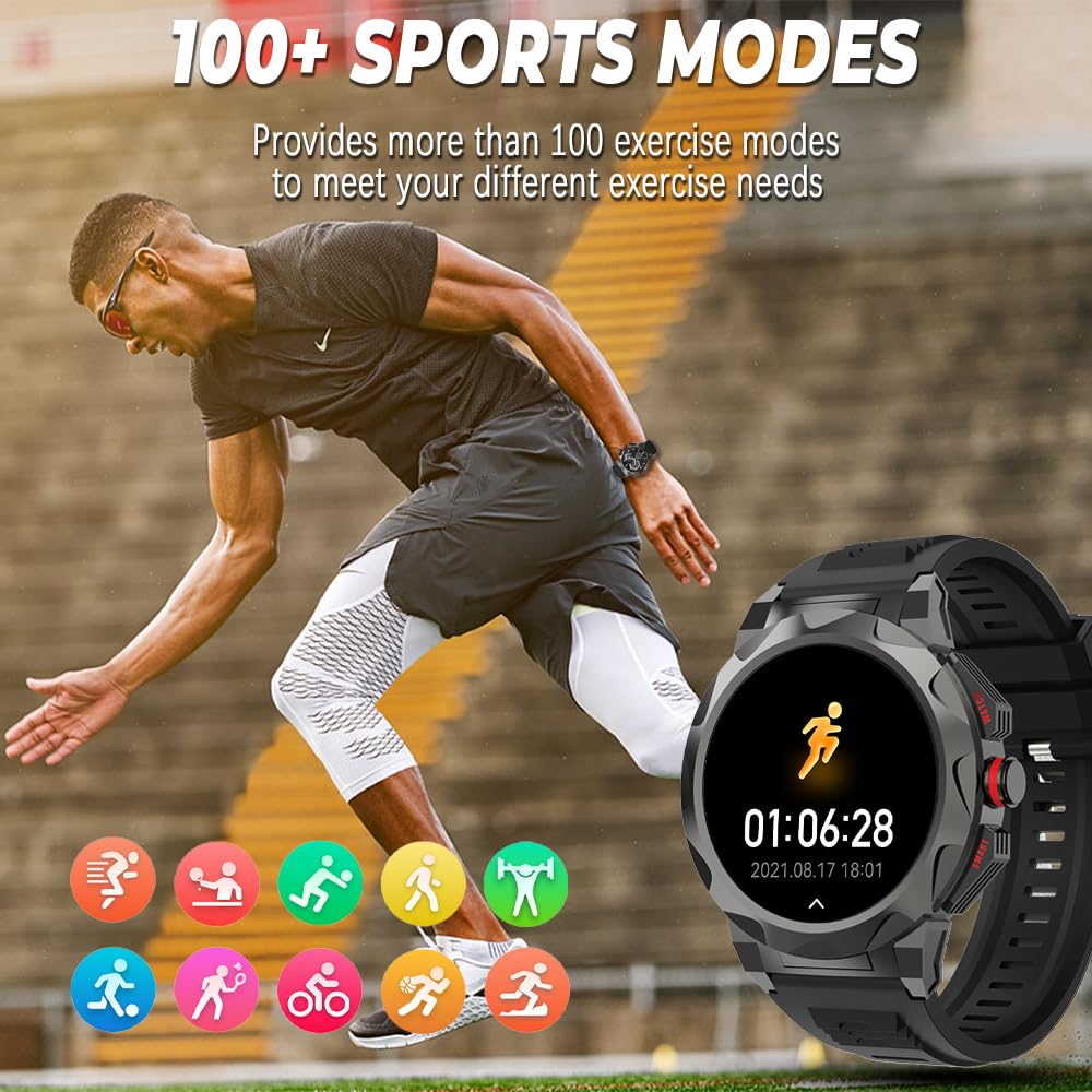 Filiekeu Business Smart Watch For Men,100 Sports Modes,5Atm Waterproof Fitness Smart Watch,1.46 ' 'Hd Screen,470Mah Large Batter