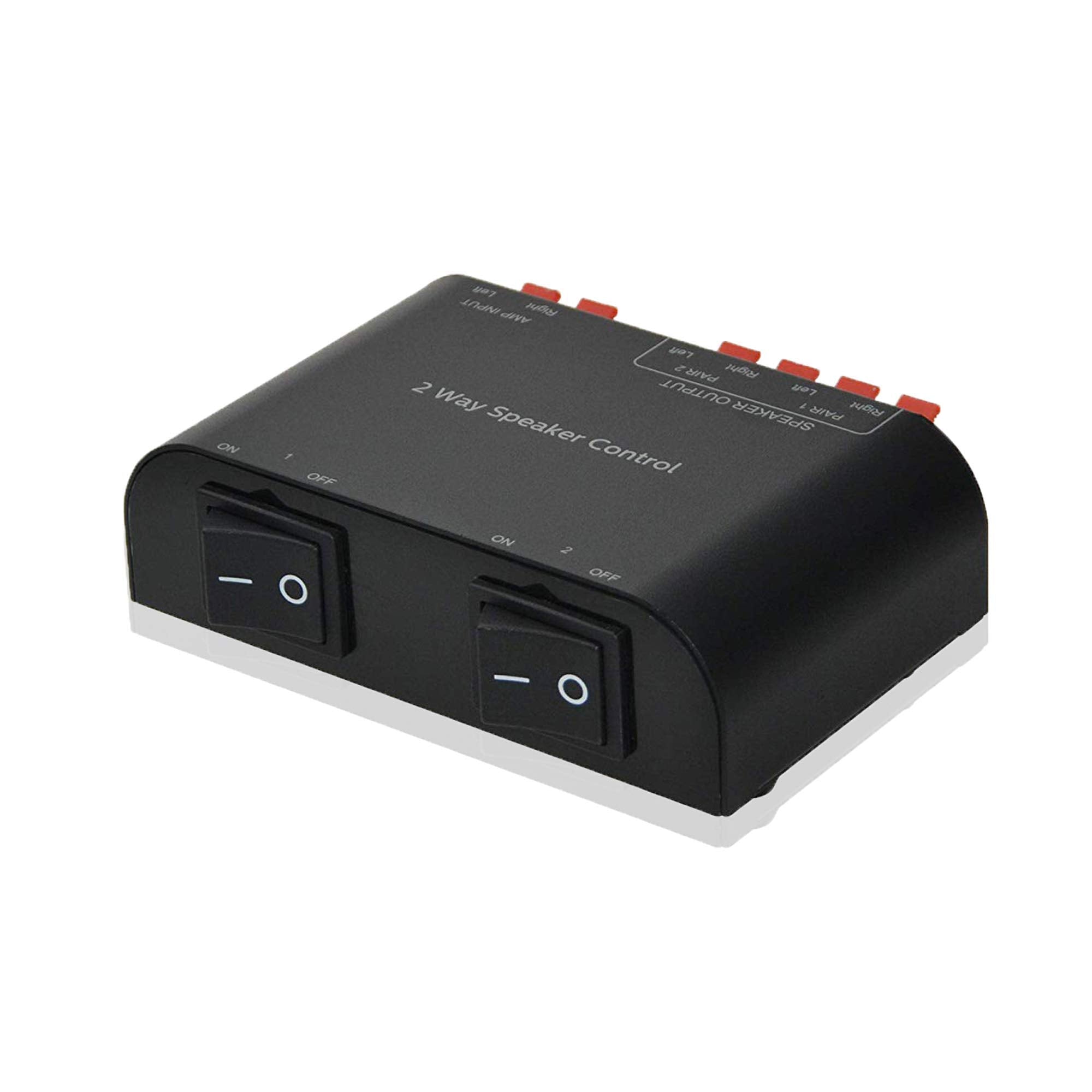 A Adwits 2 Channel Speaker Switcher Selector Box With Terminal Claps 150W Rms Per Channel, Black