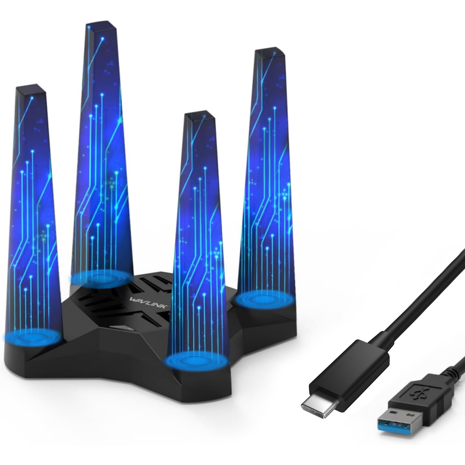 USB WiFi Adapter for Desktop PC, WAVLINK AX1800 WiFi Adapter Dual Band Wireless Network with High Gain Antennas, MU-MIMO, Supports Windows XP/Vista/7/8/8.1/10/11 MacOS 10.7-10.15 -Like New