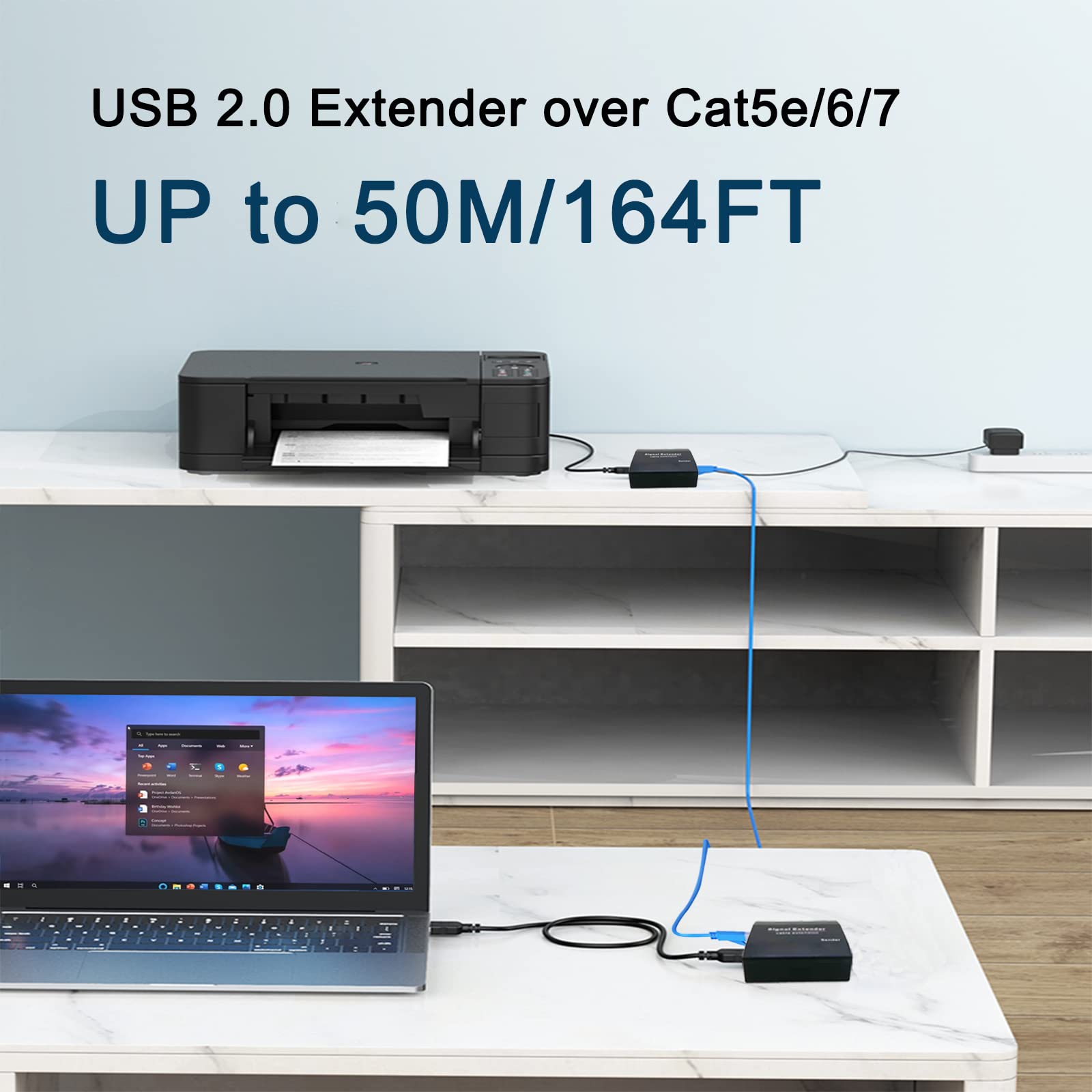 Lornceng Usb 2.0 Extender Up To 164Ft Over Cat5E/6/7, 4 Usb 2.0 Ports, Usb Over Ethernet Extender Rj45, Plug And Play, No Driver