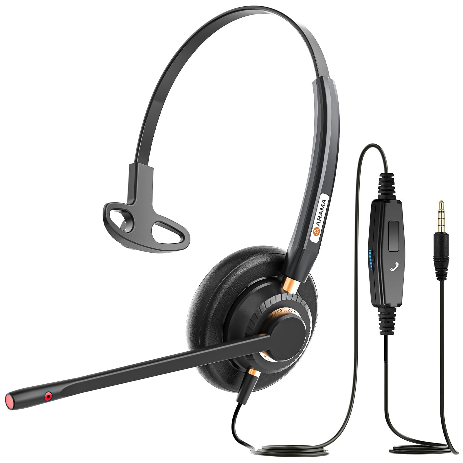 Cell Phone Headset W/Lightweight Secure Fit Headband, Pro Noise Canceling Mic And In Line Controls 3.5Mm Headset For Iphone, Sam