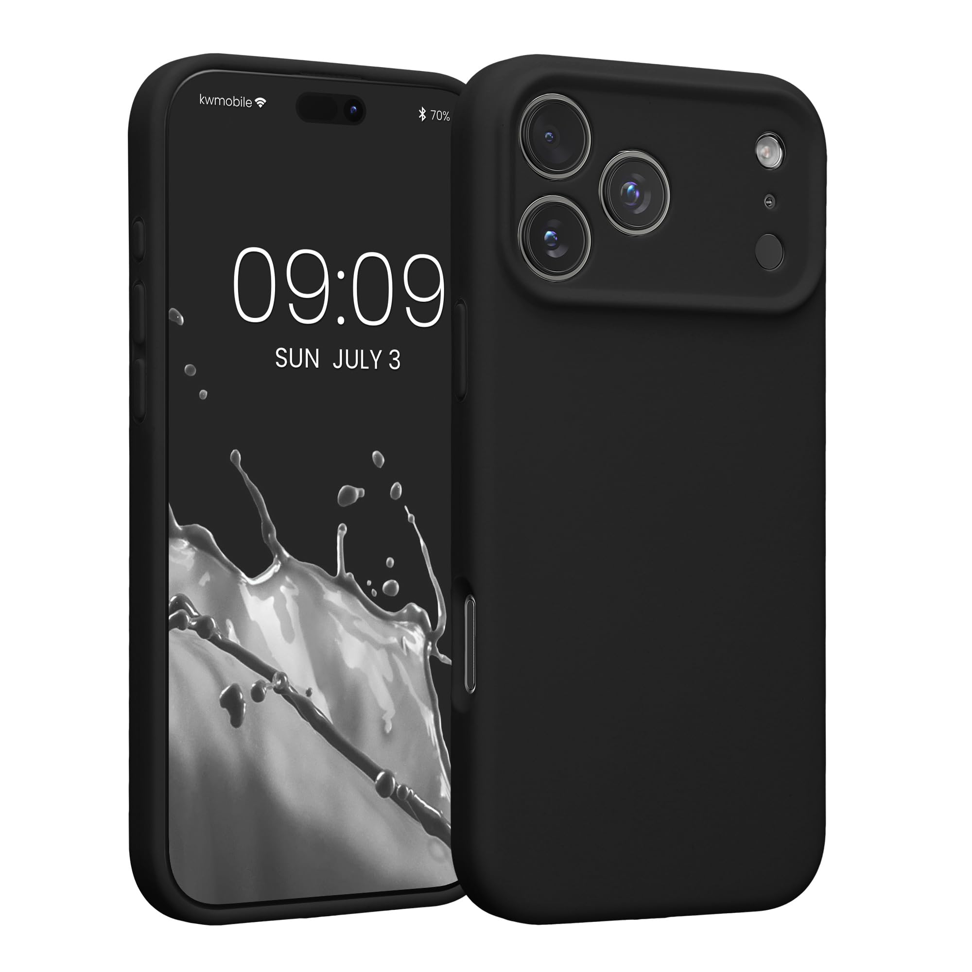 kwmobile Case Compatible with Apple iPhone 17 Pro Max Case - Slim TPU Silicone Phone Cover - Soft Touch Finish - Black