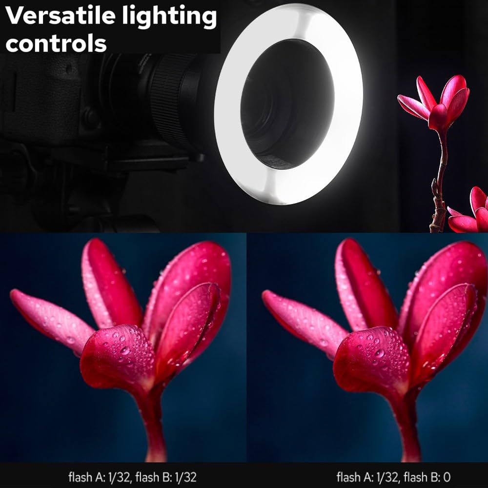 Godox Mf-R76 Led Micro Ring Flash With 2600Mah Li-Ion Battery And Lcd Display Adapter Rings For Canon Sony Nikon Fuji Olympus Pa