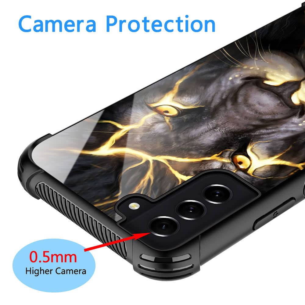 ZHEGAILIAN Samsung Galaxy S21 FE Phone Case Magma Lion Pattern Organic Glass TPU 6.4-inch