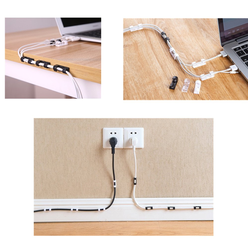 ZALU P-CABLE Cable Clips Strong Self-Adhesive Plastic Clear Set of 20