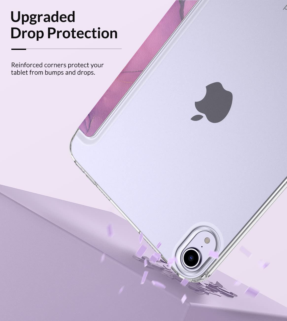 MoKo Case Fit New iPad Mini 7 (A17 Pro) 2024, iPad Mini 6th Generation Case 2021 (8.3 inch), iPad Mini 6 Case, Soft TPU Translucent Frosted Back Cover Case for iPad Mini 7th, Marble Gold Purple