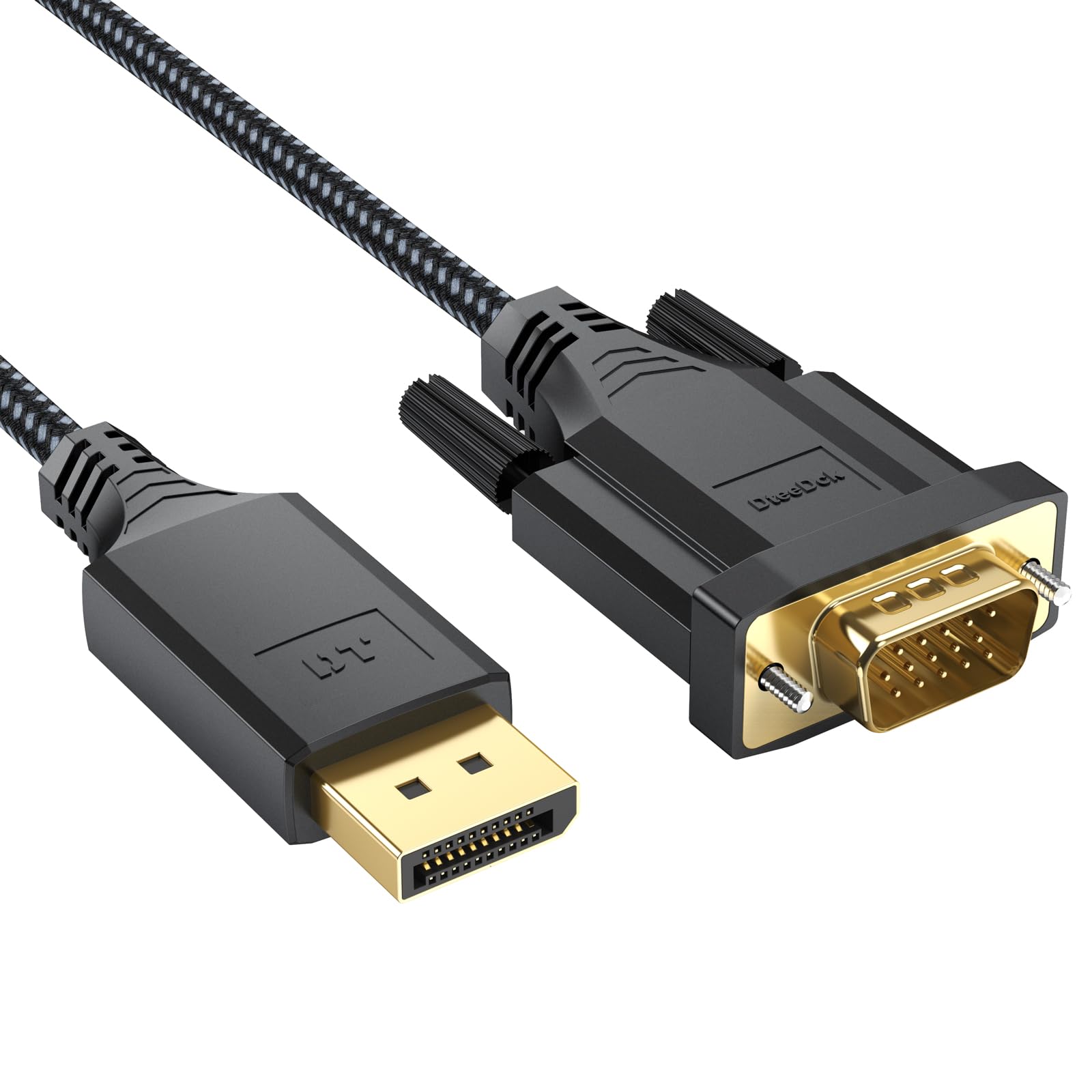 Dteedck Displayport To Vga Cable 10Ft, Dp Display Port To Vga Adapter Cable Converter Male To Male Braided Cord For Monitor Desk