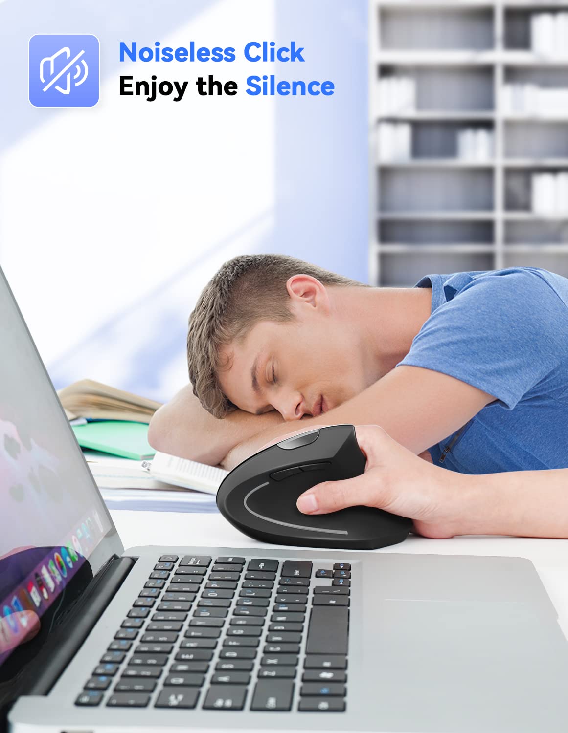 Tecknet Ergonomic Mouse, 4800 Dpi Wireless Vertical Mouse With 5 Adjustable Dpi Levels, 2.4Ghz Optical Carpal Tunnel Mouse, 6 Buttons Wireless Mouse For Laptop, Desktop, Pc, Macbook   Black