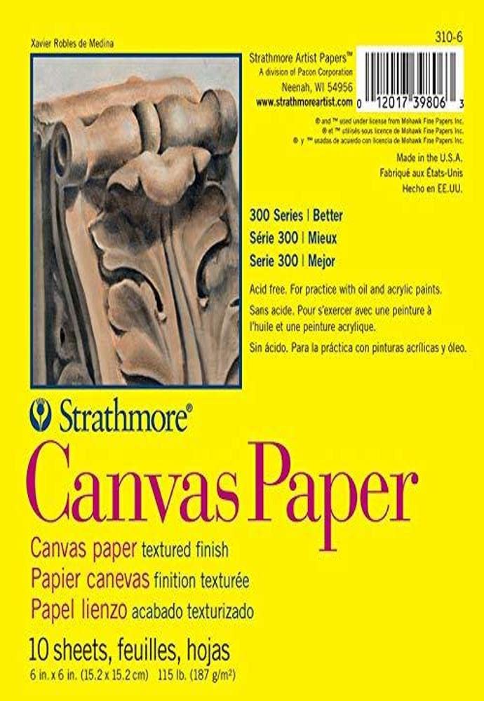 Strathmore 300 Series Canvas Paper Pad, Glue Bound, 6X6 Inches, 10 Sheets (115Lb187G)   Artist Paper For Adults And Students   A