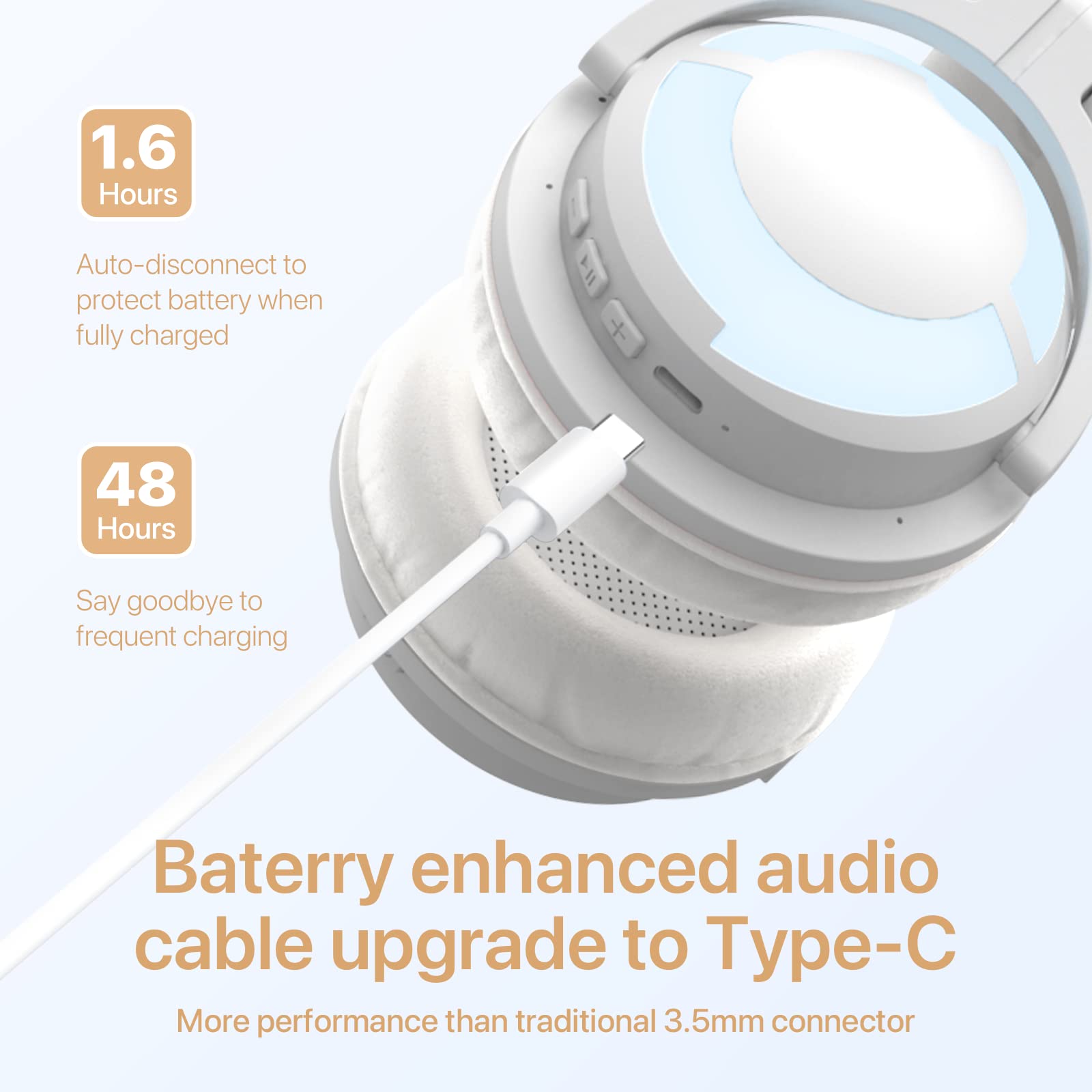 Yowu Rgb Cat Ear Headphone 3G Wireless 5.0 Foldable Gaming Headset With 7.1 Surround Sound, Built In Mic & Customizable Lighting