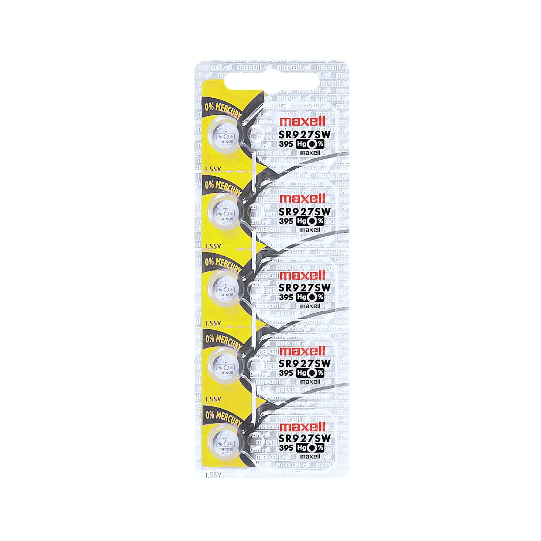 Maxell Sr927sw 395 Silver Oxide cell Pack of 5 Made in Japan