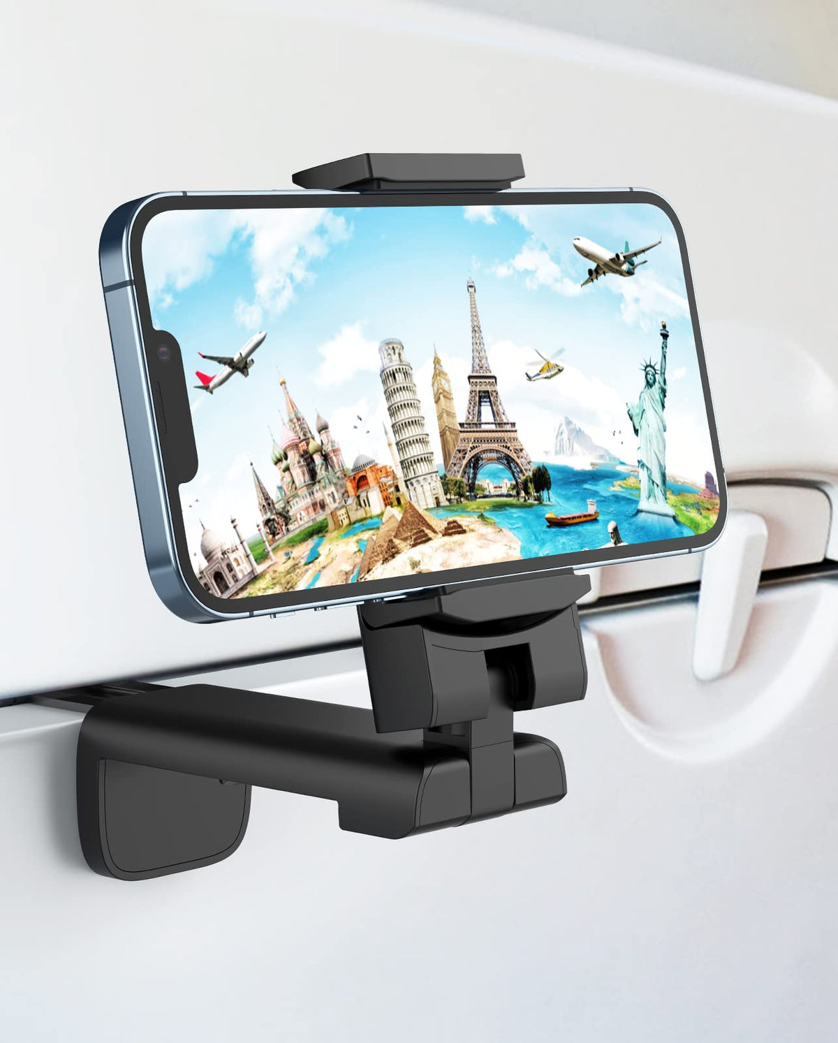 Miikare Airplane Travel Essentials Phone Holder, Universal Handsfree Phone Mount For Flying With 360 Degree Rotation, Accessory