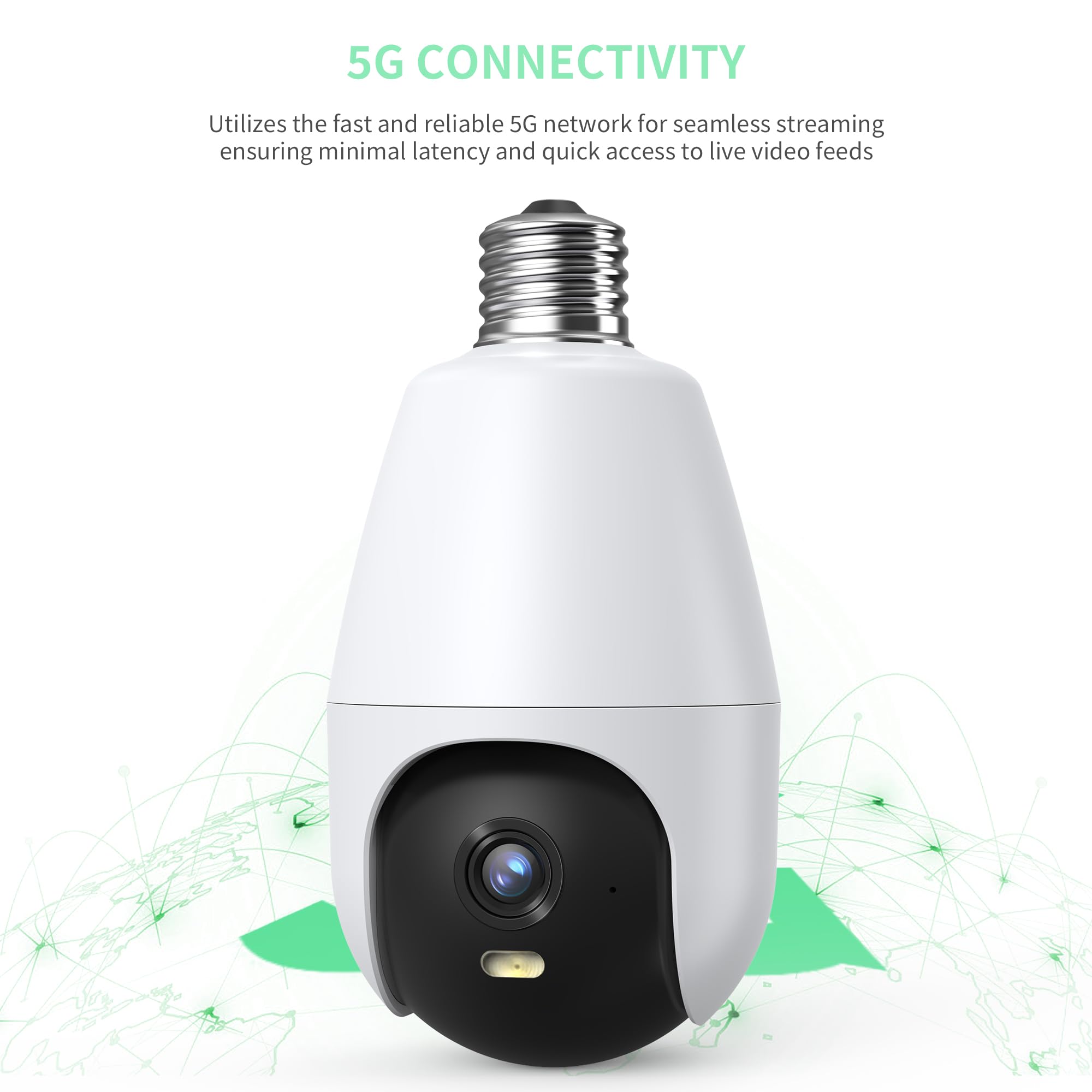 Edsace 2K Hd Wifi Light Socket Security Camera, 5G/2.4G Dual Band, Weatherproof, Auto Tracking, Full Color Outdoor Home Security