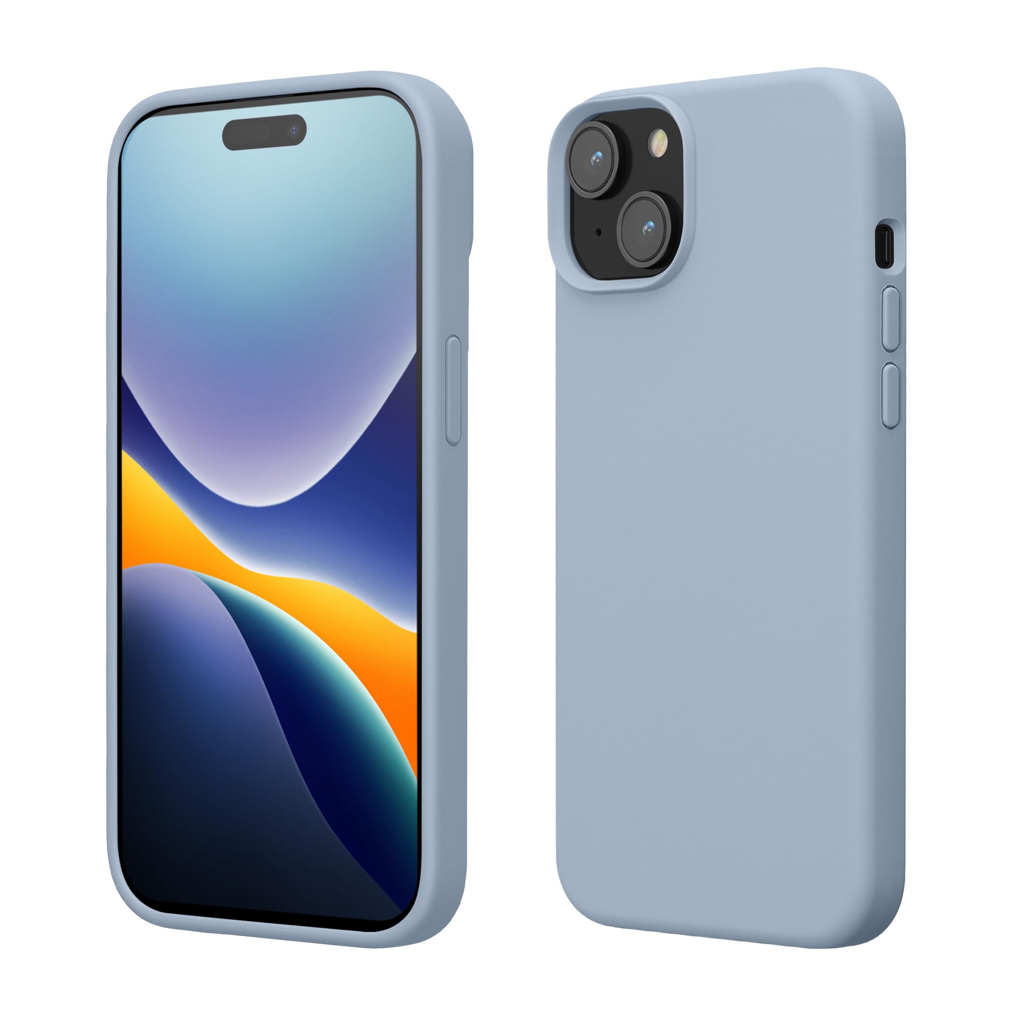 kwmobile Case Compatible with iPhone 15 Case - Slim Soft TPU Silicone Cover - Light Blue Matte