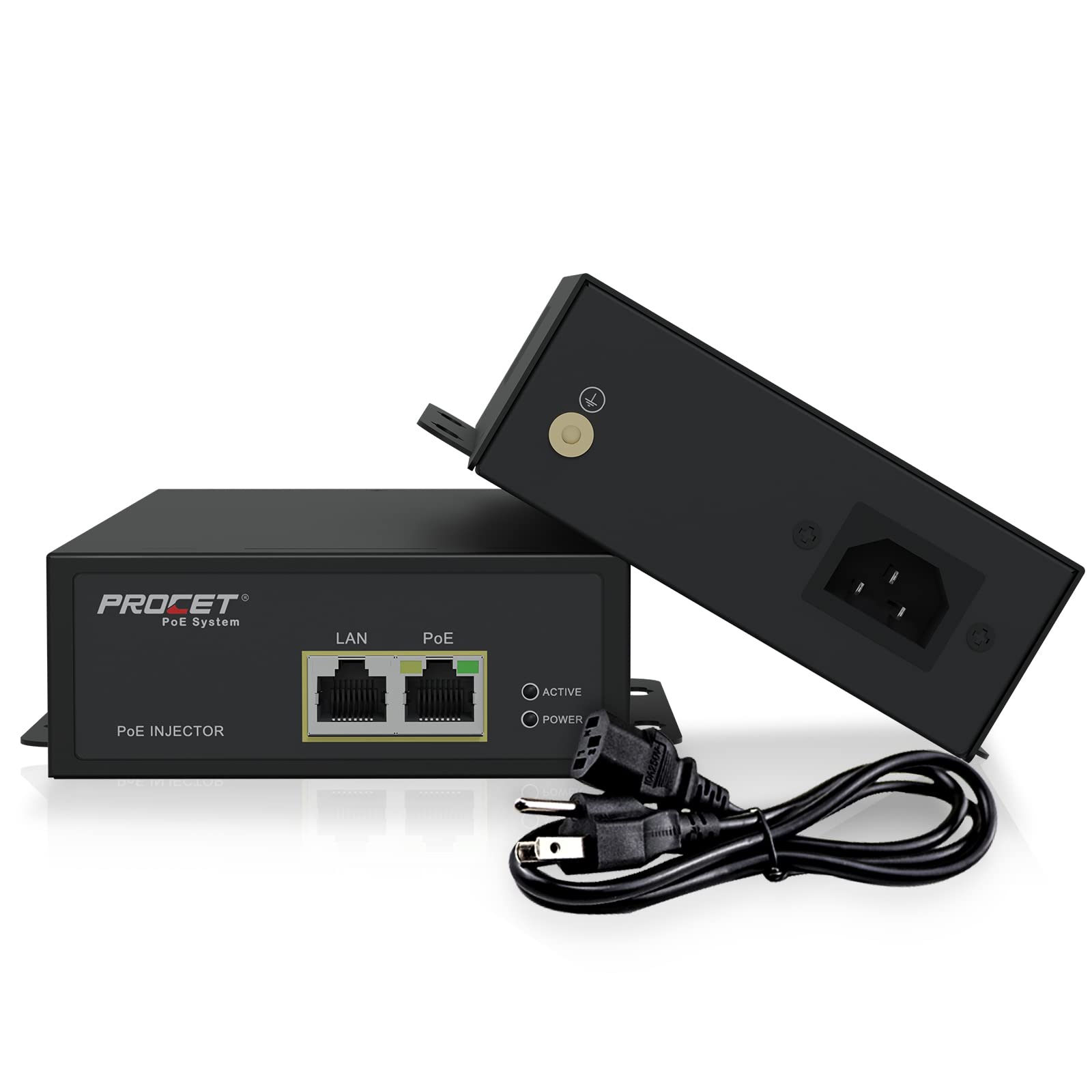 Procet Single Port Gigabit Industrial Power Over Ethernet Active Poe Injector 95W 55V Output With Wide Temperature And 6Kv Surge