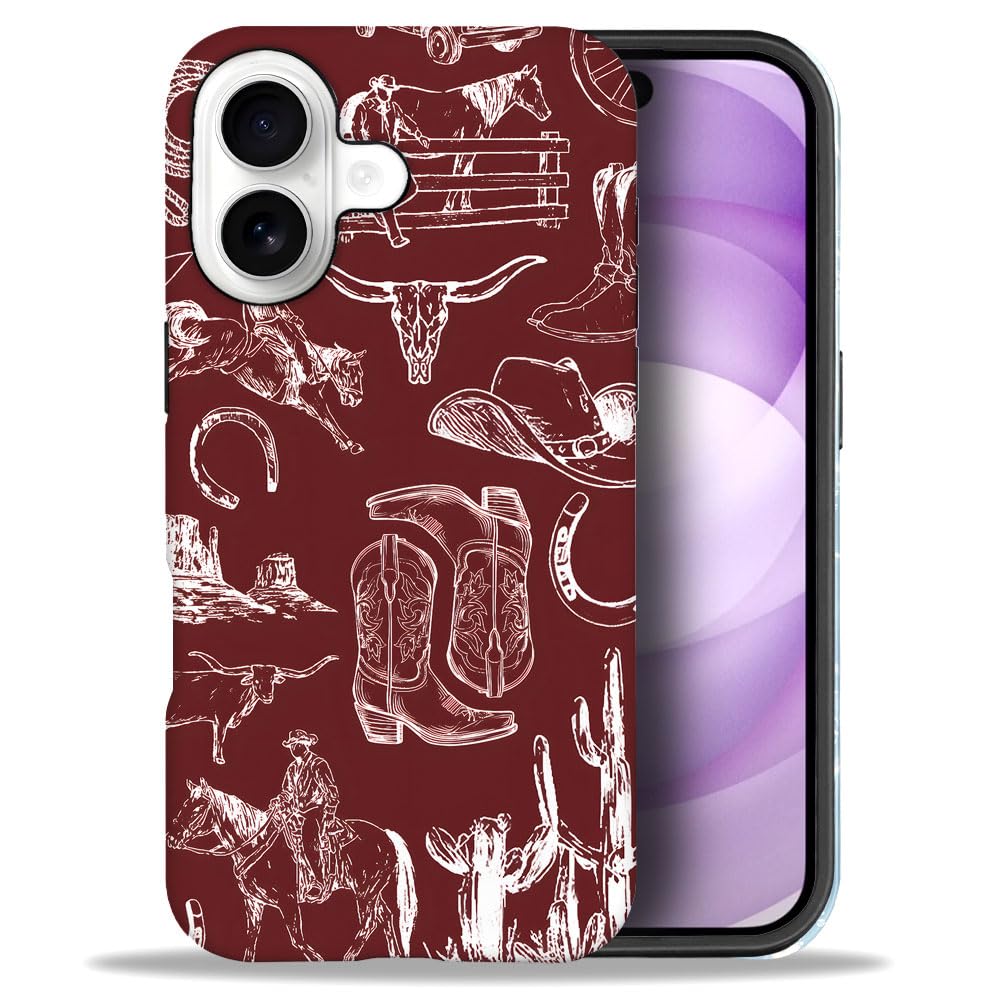 Compatible with iPhone 17,Anti-Scratch Frosted Case Cover,Collage Country Cowboy