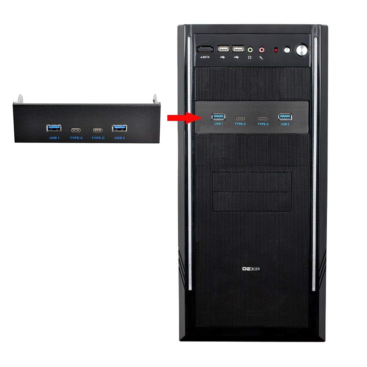 Chenyang 5.25  Front Panel Cd-Rom Bay Usb 3.0 & Usb-C Hub 4 Ports Motherboard Adapter