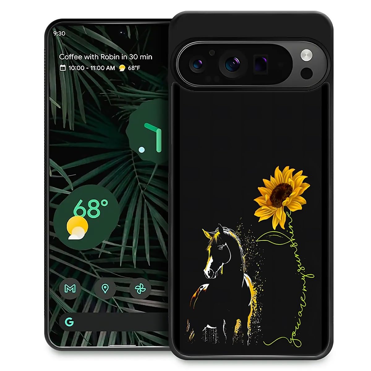 Fkbrcl4U For Google Pixel 9 Pro Xl Case, Horse Sunflower Yellow Sunshine Pattern Graphic Design Girl Boy Soft Silicone Hard Acry