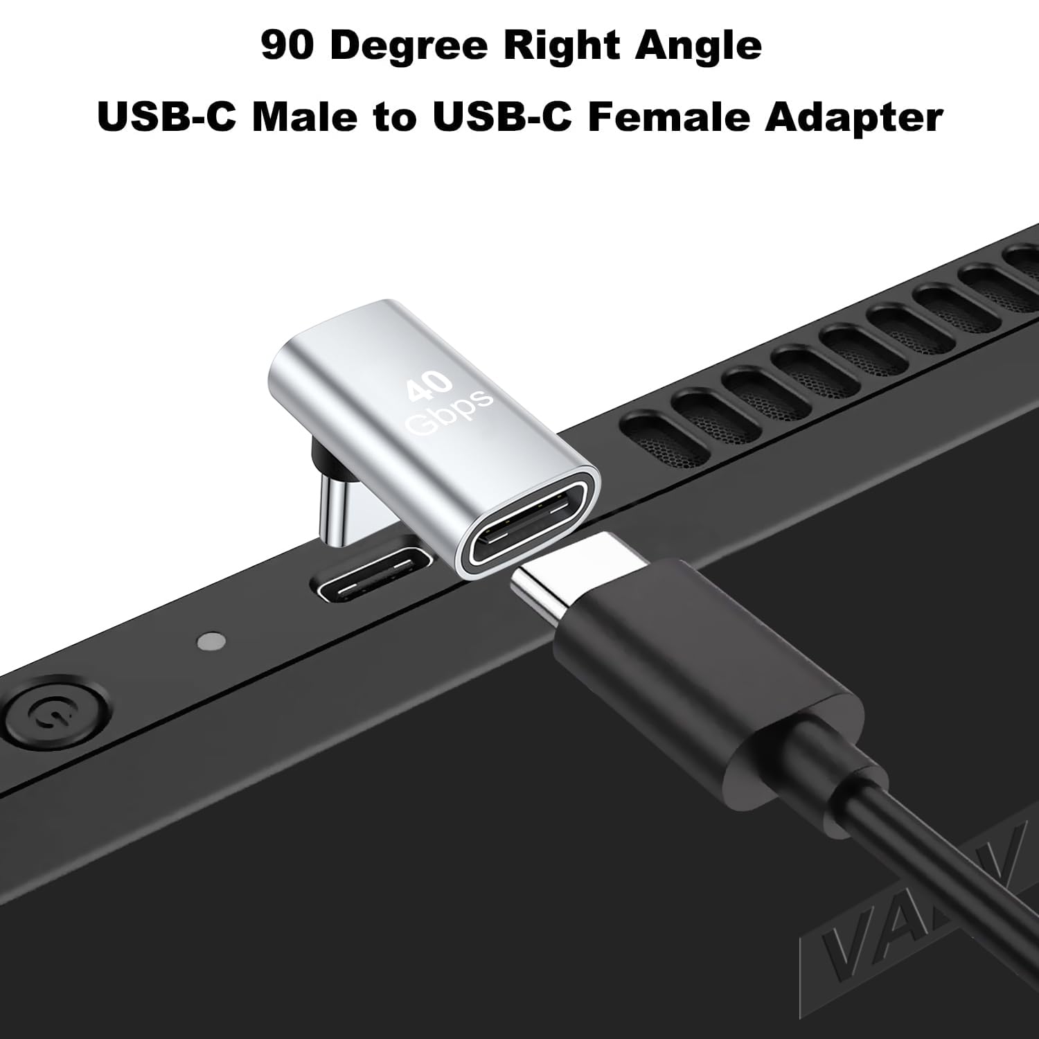 Areme 90 Degree Usb C Male To Female Adapter, 2 Pack Right Angle 100W Type C Adapter Extender For Steam Deck, Rog Ally, Switch, Notebook Computers, Tablet And Mobile Phones (Silver)