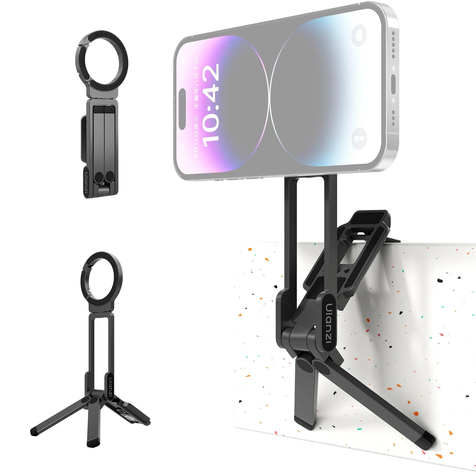 Ulanzi MA38 Smartphone Tripod, MagSafe Compatible, Selfie Stick, Smartphone Stand, Foldable, Magnetic Included, Hook, Multi-Func