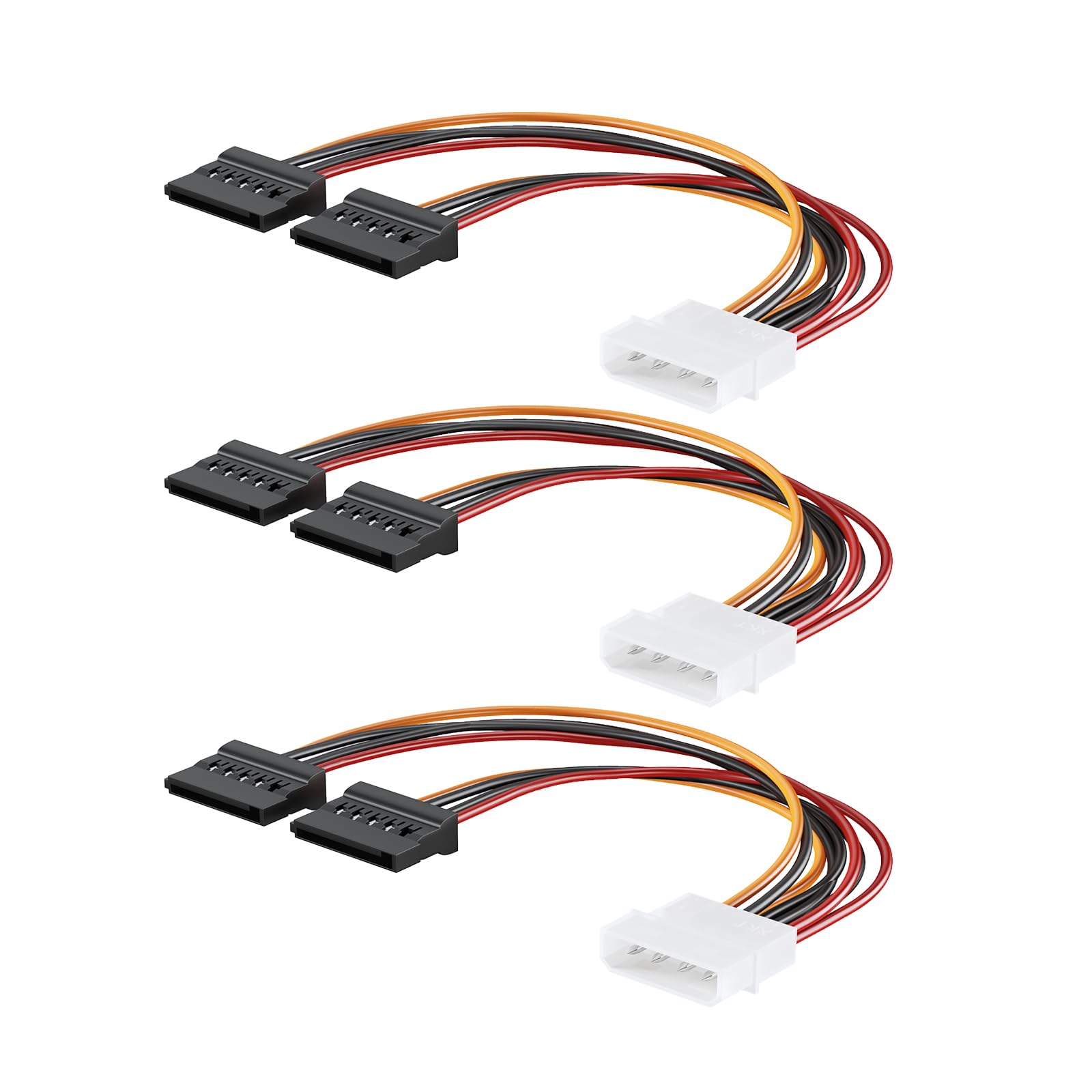 Mbiydeg 3 Pack 4 Pin Molex to Dual SATA Power YCable Adapter, 4 Pin Male IDE Molex to 15 Pin Female Dual SATA Power Splitter Ad