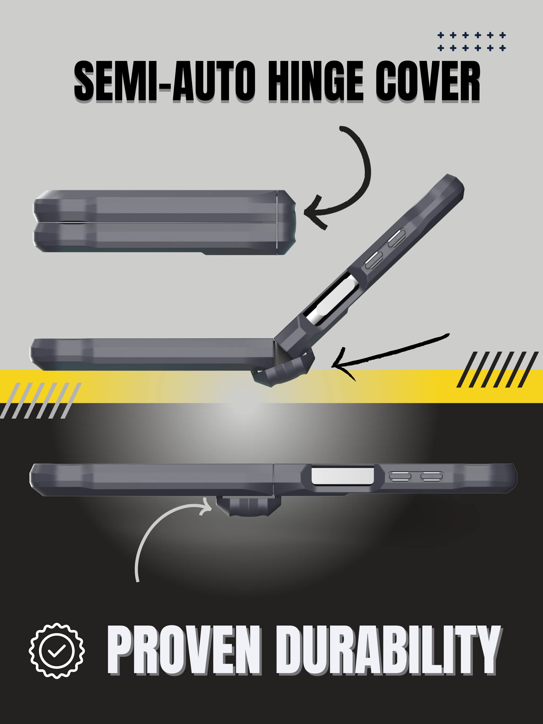 Caseborne V Compatible With Samsung Galaxy Z Flip 4 Case/Flip 3 Case   Rugged Protective Case With Semi Auto Hinger Cover, Full