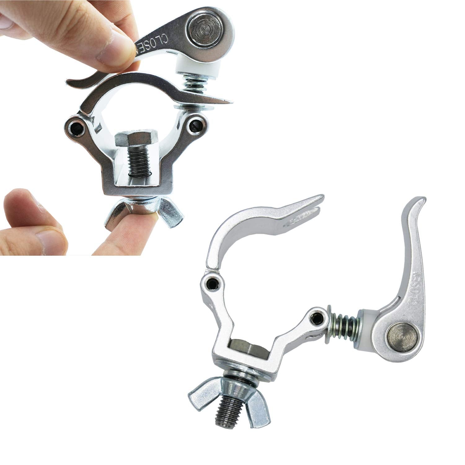 2 Pack Quick Release Dj Stage Lighting Truss Clamp Od Tubing Pipe 1 1/4 1 3/8 Inches 32 35Mm Heavy Duty 165 Lbs Tuv Aluminum All