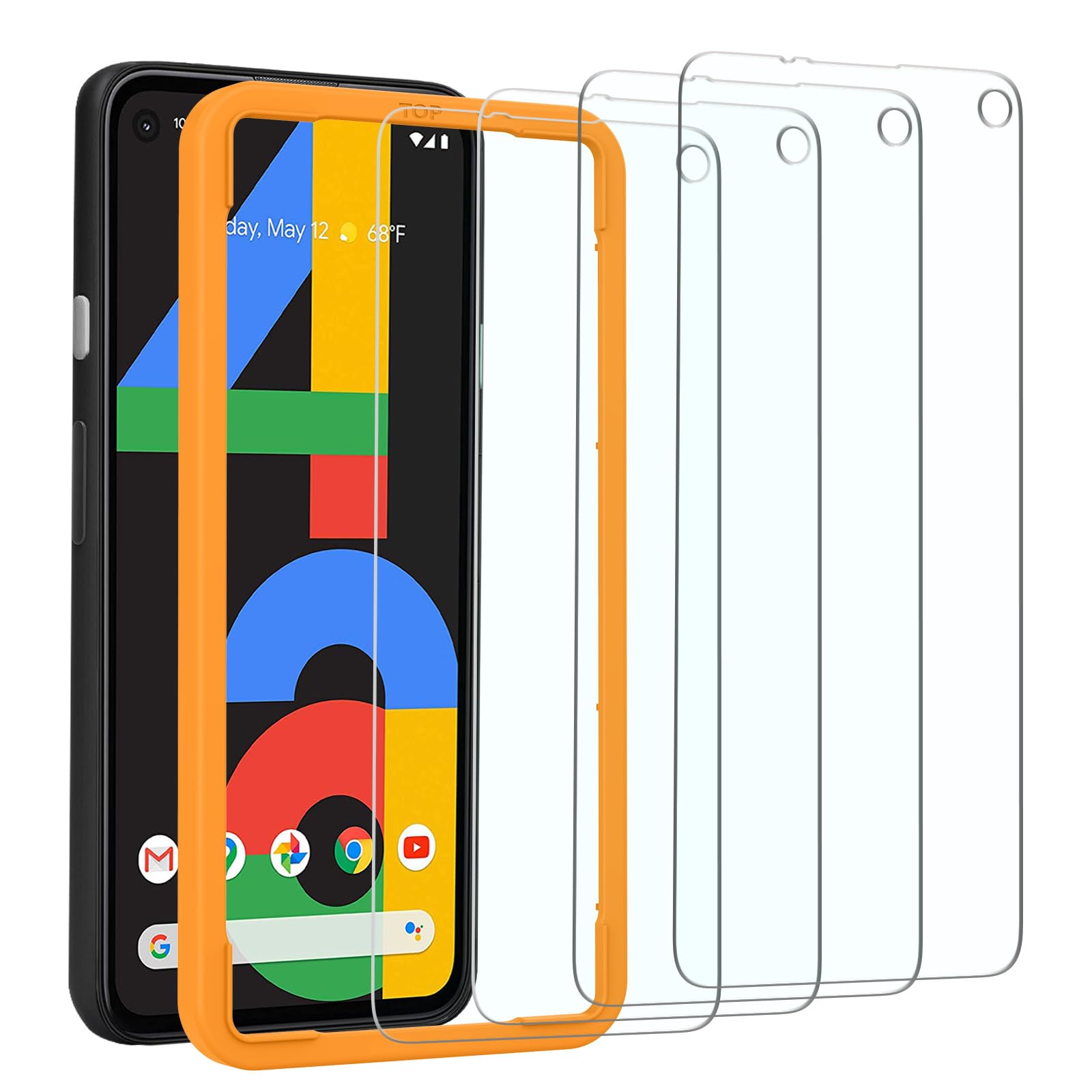 Omoton [4 Pack] Screen Protector For Google Pixel 4A (Not Fit For 4A 5G), Scratch Resistant/Easy Install/Bubble Free/Tempered Gl