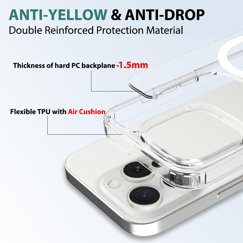 Pinlisheng Magnetic For Iphone 16 Pro Case [Compatible With Magsafe] Shockproof Transparent Slim Phone Case For 16 Pro 6.7 Inch,