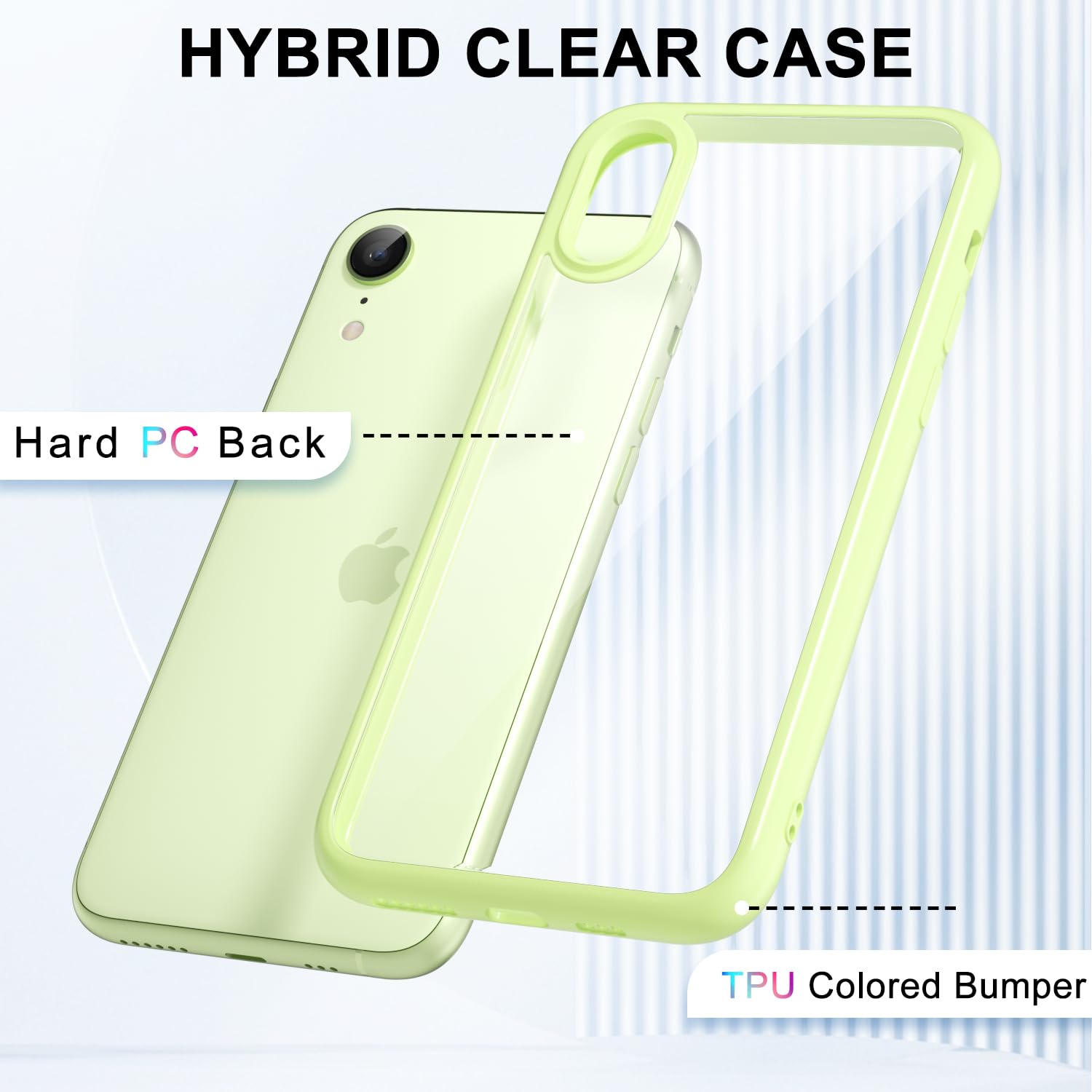 Loeoel For Iphone Xr Case Clear, Transparent Hybrid Xr Phone Case [Hard Plastic & Soft Silicone Bumper] Acrylic Non Yellowing Th