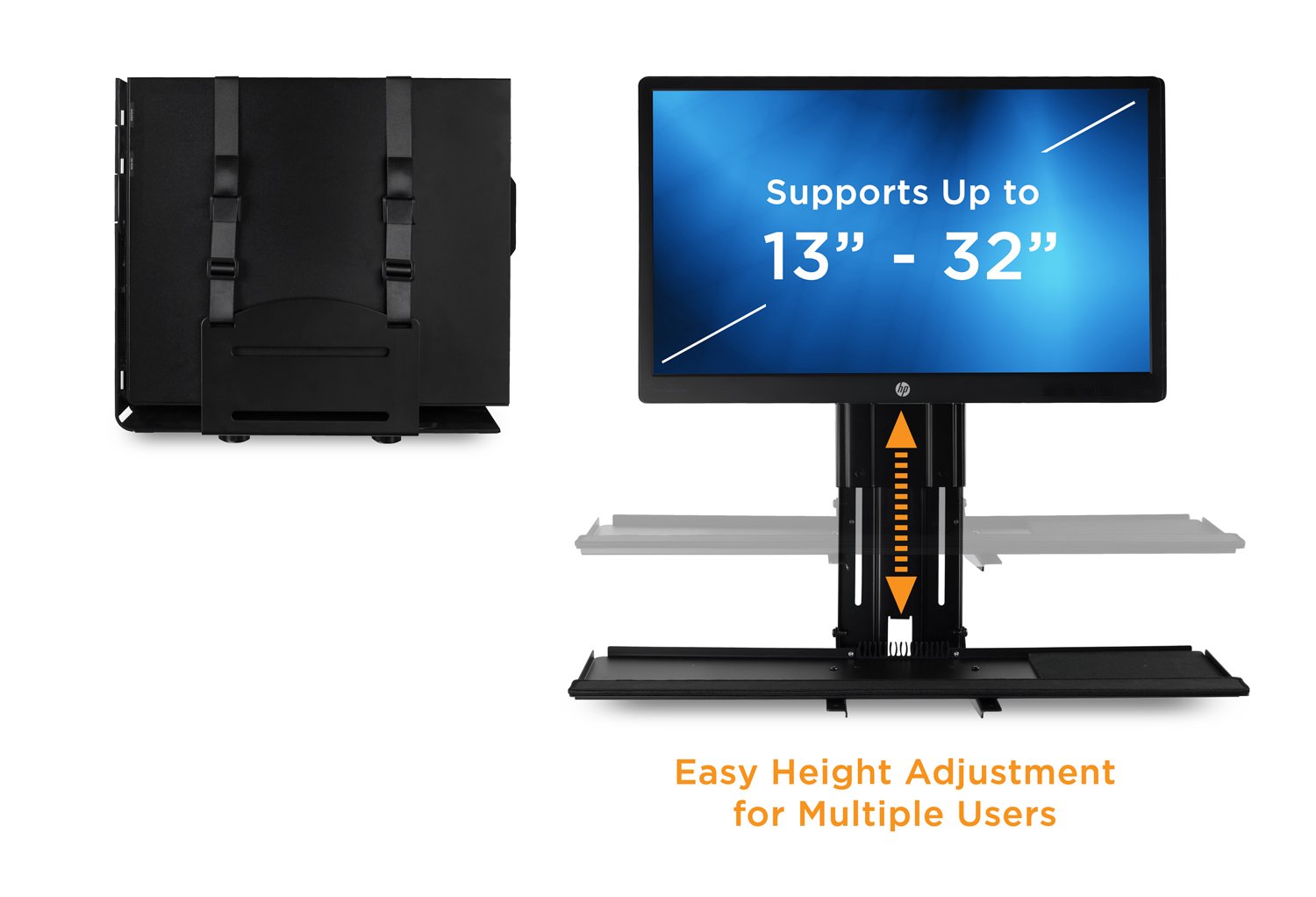 Mount It! Monitor And Keyboard Wall Mount With Cpu Holder, Height Adjustable Standing Vesa Keyboard Tray, 25 Inch Wide Platform