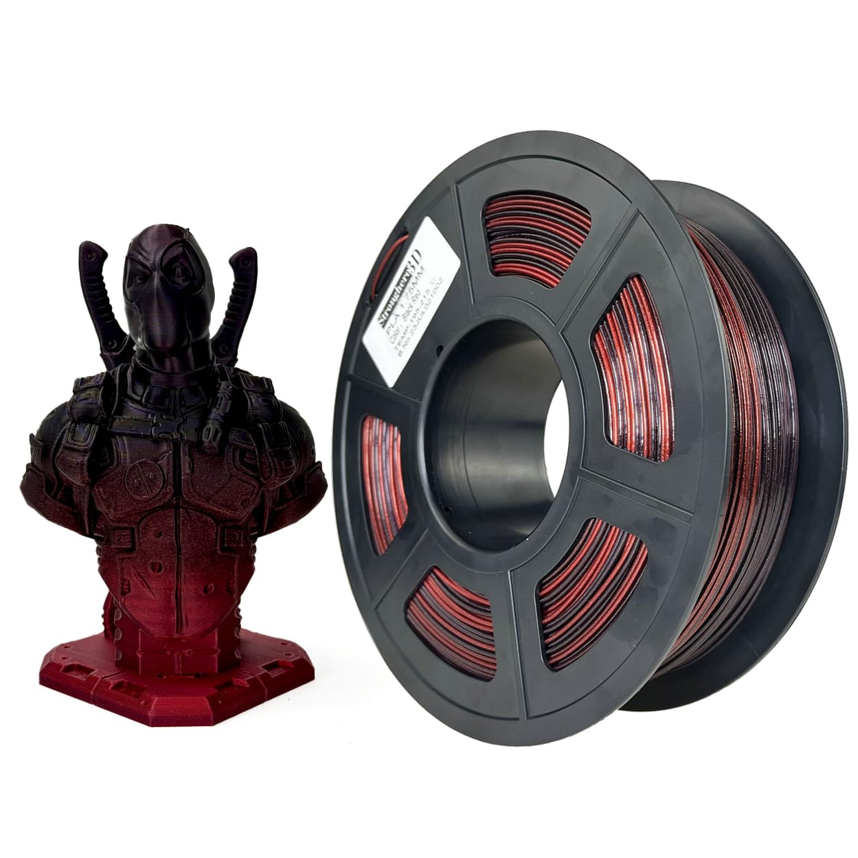 Stronghero3D Pla 3D Printer Filament 1.75 Mm,Pla Silk Red,Pla Black,Accuracy +/  0.05 Mm Net Weight 1 Kg For Ender3 Cr10