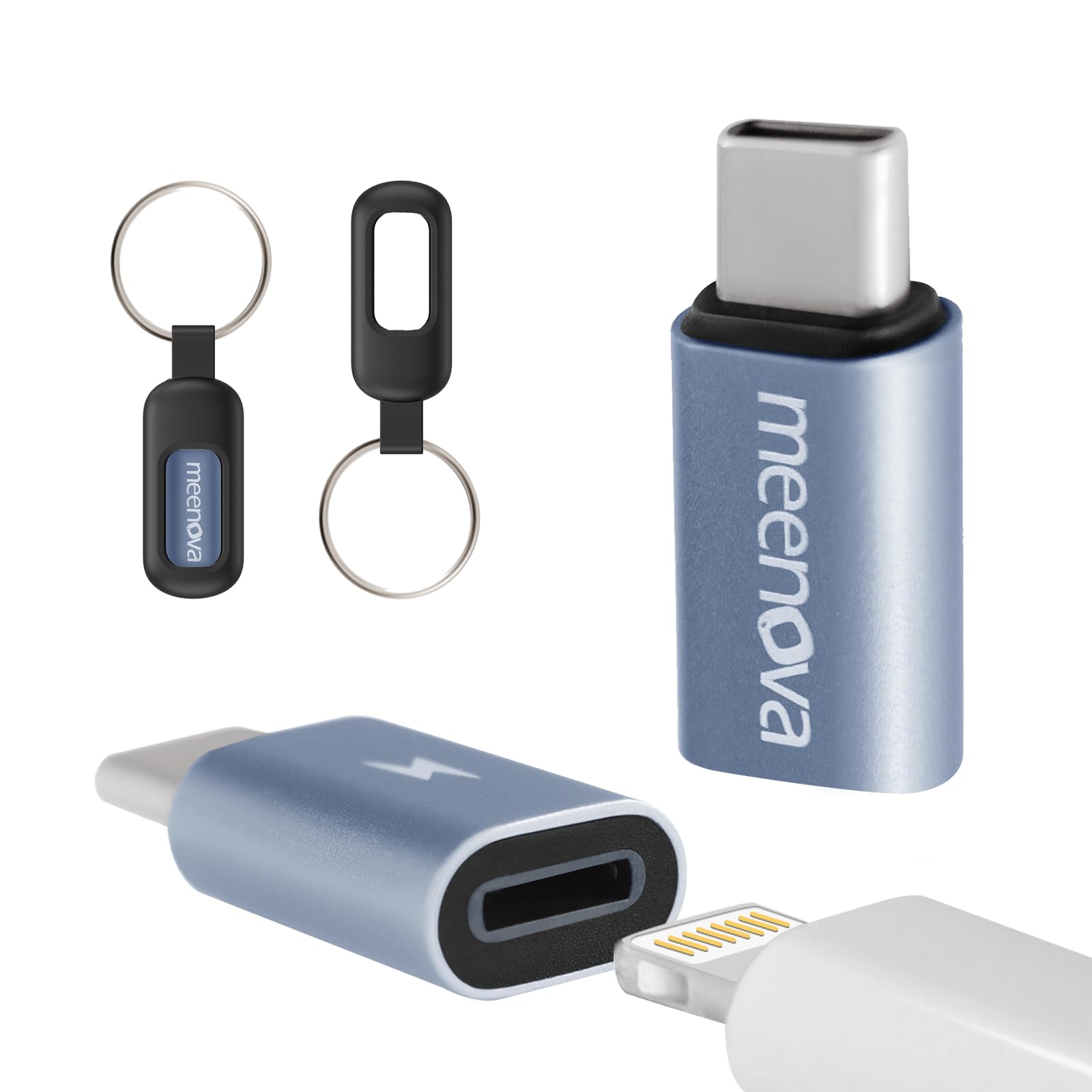 Meenova 60W Lightning To Usb C Adapter With Keychain For Iphone 15 16, Type C Charging Converter, Iphone Lightning To Usb C Adaptor For Travel Essentials Outdoor Office Home,Lightning To Usbc Type C