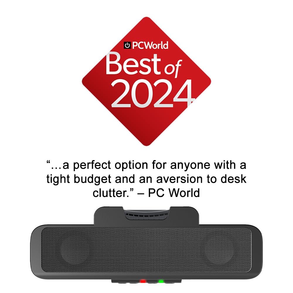 Cyber Acoustics Usb Speaker Bar (Ca 2890)   Stereo Usb Powered Speaker, Easily Clamps To Monitor, Convenient Controls