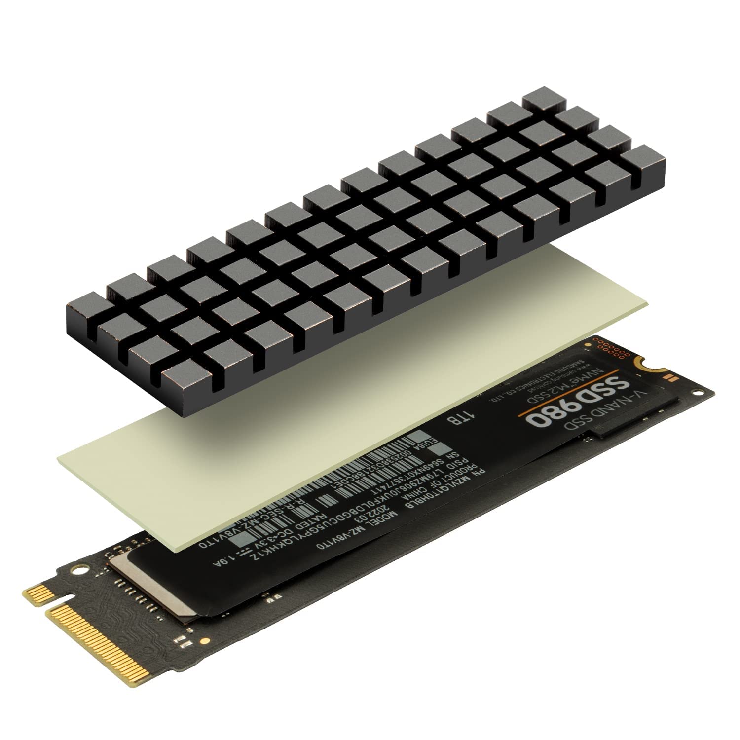 Nvme M.2 Heatsink Ssd Heatsink: Graphite Covered Pure Copper Heatsink Thermal Pad For 2280 Ngff M.2 Ssd Laptop Ps5 (70X20X2Mm)