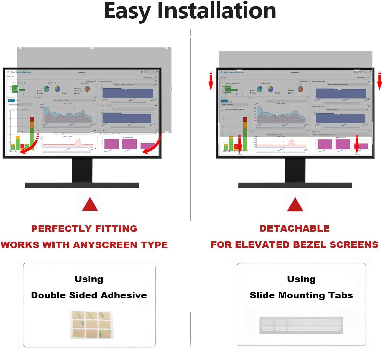 Pozlle 27 Inch Computer Privacy Screen Shield [2 Pack] For 16:9 Widescreen Desktop Monitor   Anti Glare Blue Light Privacy Filte