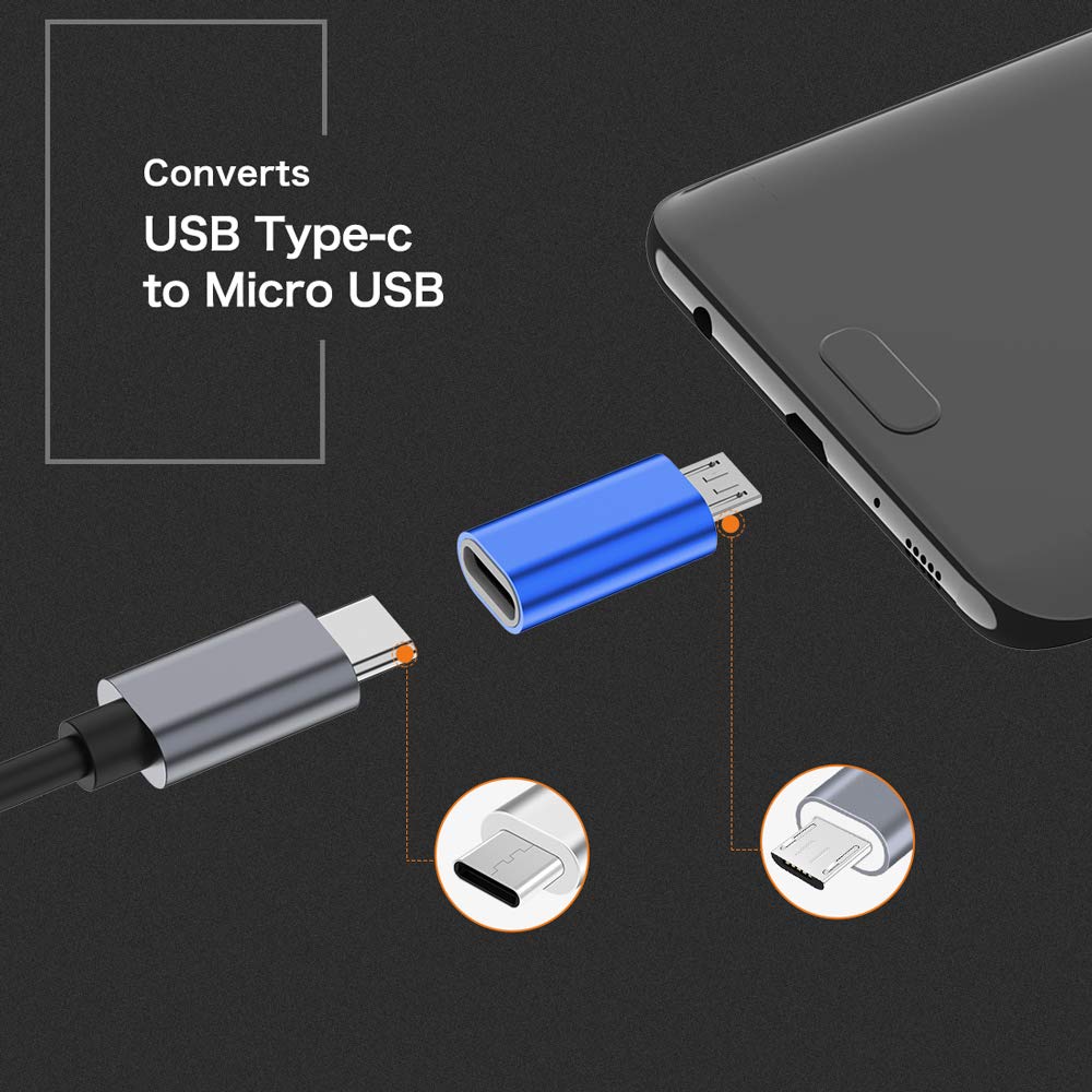 Jxmox Usb C To Micro Usb Adapter, (4 Pack) Type C Female To Micro Usb Male Convert Connector Support Charge Data Sync Compatible