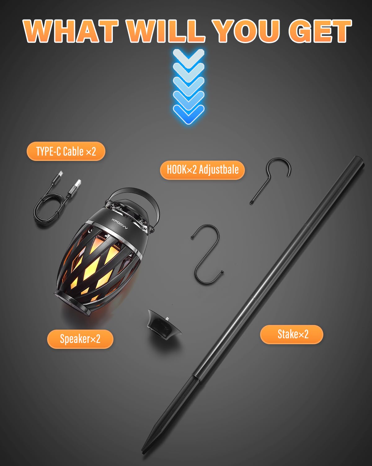 Xpoovv Waterproof Outdoor Bluetooth Speaker With Led Torch, Cool Birthday Gift For Him, Dad, Boyfriend, For Patio, Garden, Campi