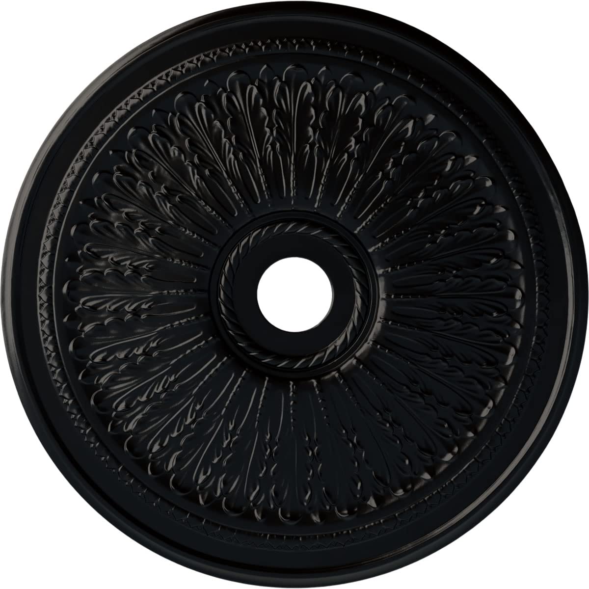 Ekena Millwork CM29OABLF Oak leaf Ceiling Medallion, Jet Black, 29 1/8OD x 3 5/8ID x 1P