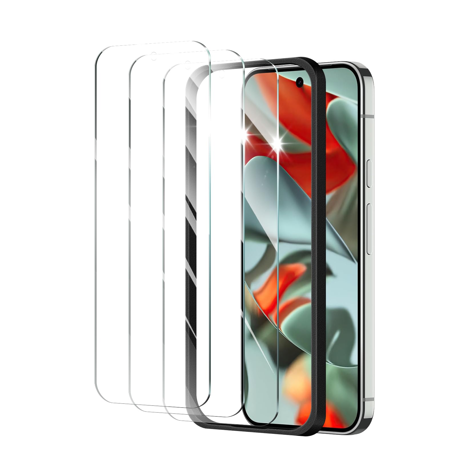 3*Screen Protector for Google Pixel 9 Pro XL/10 Pro XL with a Installation Alignment Aid, Double Shatterproof HD Tempered Glass 