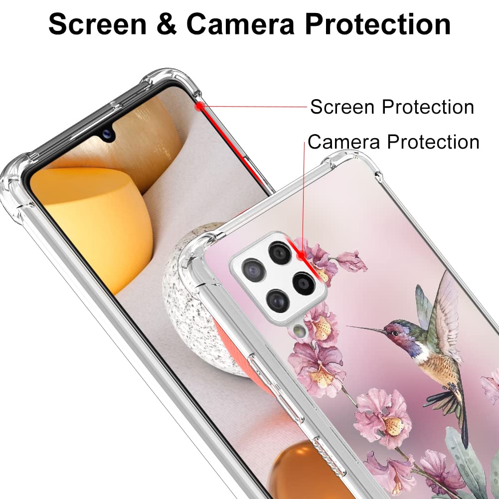 Ook Clear Case Compatible With Samsung Galaxy A42 5G, Pink Hummingbird Pattern Flexible Tpu Shockproof Anti Scratch Bumper Trans