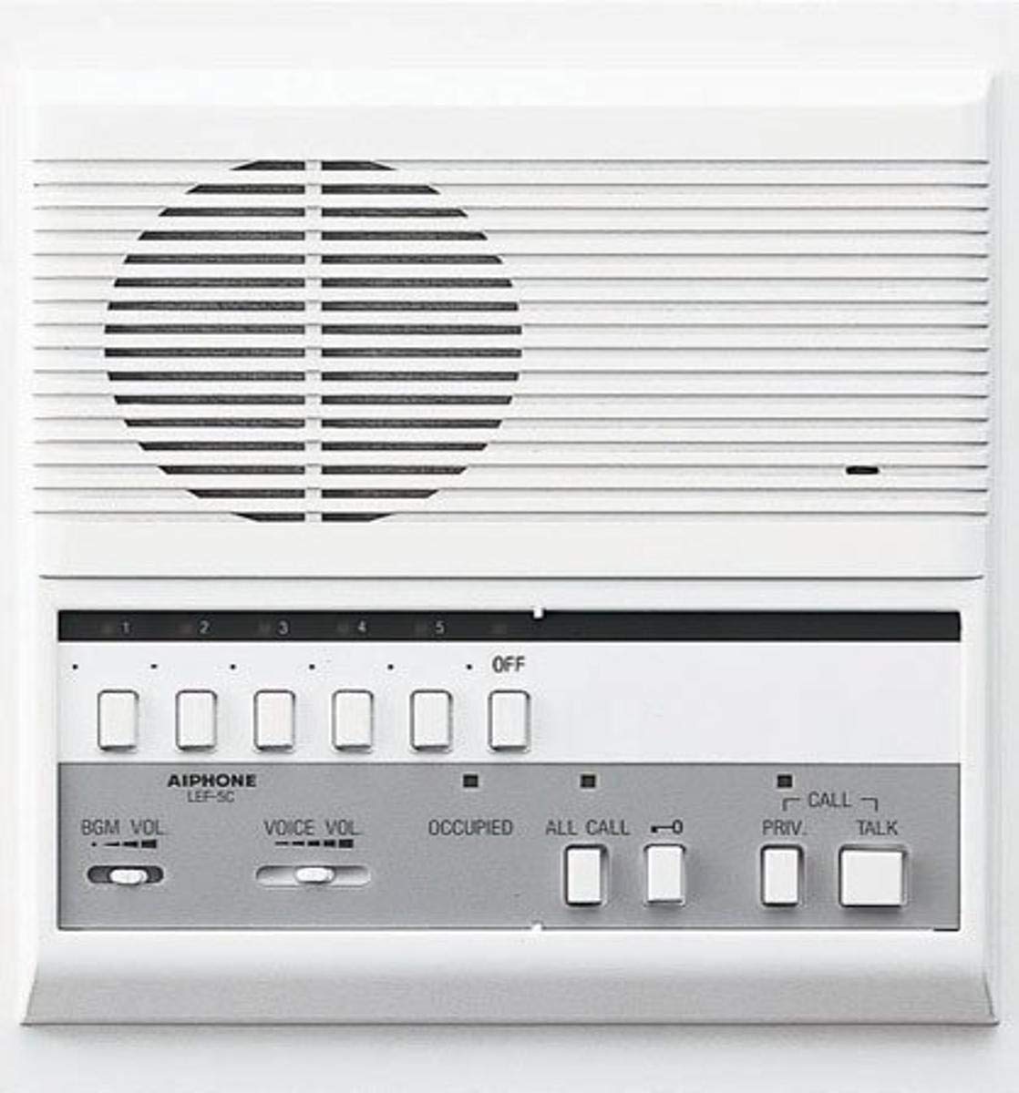 Aiphone LEF-5C Open Voice Selective Call Master Intercom with All-Call and Door-Release Buttons; Semi-Flush Mount; Accepts Up to
